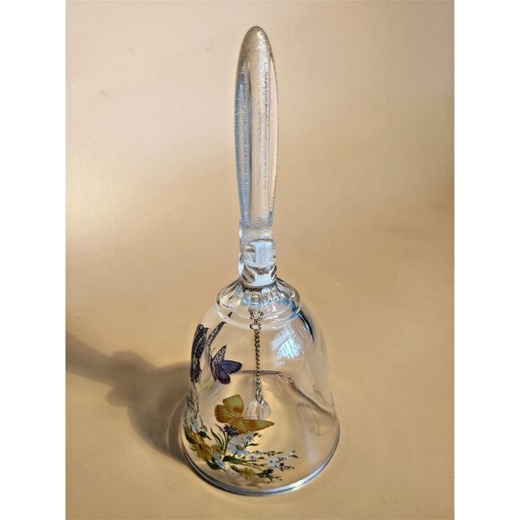 Vintage Art Crystal Glass Bell Avon Butterflies & Flowers 1990 - Picture 6 of 12